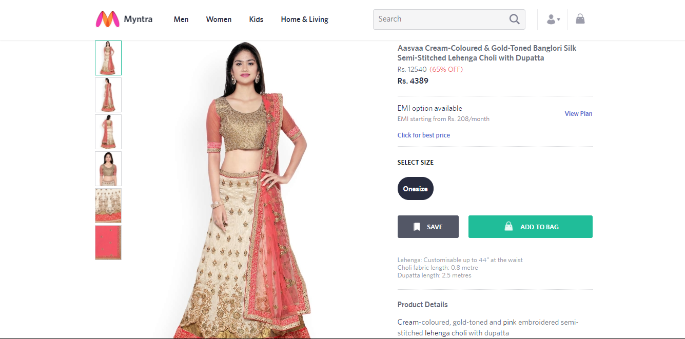 lehengas on myntra